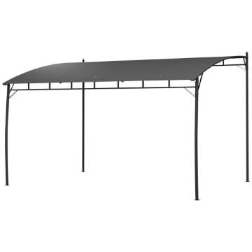 PERGOLA GAZEBO CON 3 FORI DI DRENAGGIO, IN METALLO E POLIESTERE, 400X296X200/262 CM, GRIGIO SCURO