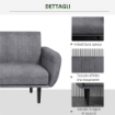 DIVANO LETTO 3 POSTI CON SCHIENALE RECLINABILE A 3 LIVELLI IN TESSUTO, 208X84X82CM, GRIGIO