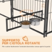 RECINTO PER CANI IN METALLO E TESSUTO OXFORD CON PORTICINA PER CIOTOLE, 211X211X151 CM, NERO E MARRONE