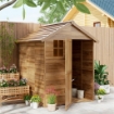 CASETTA DA GIARDINO IN LEGNO 1.8X2M CON PORTA DOPPIA, FINESTRA E BASE INCLUSA, COLORE LEGNO