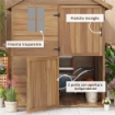 CASETTA DA GIARDINO IN LEGNO 1.8X2M CON PORTA DOPPIA, FINESTRA E BASE INCLUSA, COLORE LEGNO