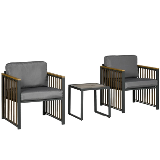 SET DA GIARDINO 3 PEZZI IN RATTAN E ACCIAIO CON 2 SEDIE 66X68X68 CM E TAVOLINO DA CAFFÈ 45X45X44 CM