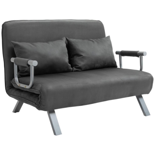 DIVANO LETTO SINGOLO IN SIMILPELLE E ACCIAIO CON SEDUTA REGOLABILE IN 5 POSIZIONI, 105X80X78 CM, GRIGIO