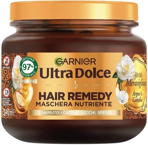 GARNIER ULTRA DOLCE MASCHERA NUTRIENTE PER CAPELLI SECCHI E SPENTI AZIONE IN 1 MINUTO CON GLI OLI MERAVIGLIOS 340 ML 