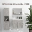 SET MOBILI BAGNO CON MOBILE LAVABO 60CM E LAVANDINO IN CERAMICA, COLONNA BAGNO E SPECCHIERA, GRIGIO