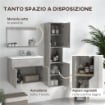 SET MOBILI BAGNO CON MOBILE LAVABO 60CM E LAVANDINO IN CERAMICA, COLONNA BAGNO E SPECCHIERA, GRIGIO