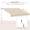 TENDA DA SOLE PER ESTERNO A BRACCI AVVOLGIBILE CON APERTURA A MANOVELLA, 360X250 CM, CREMA