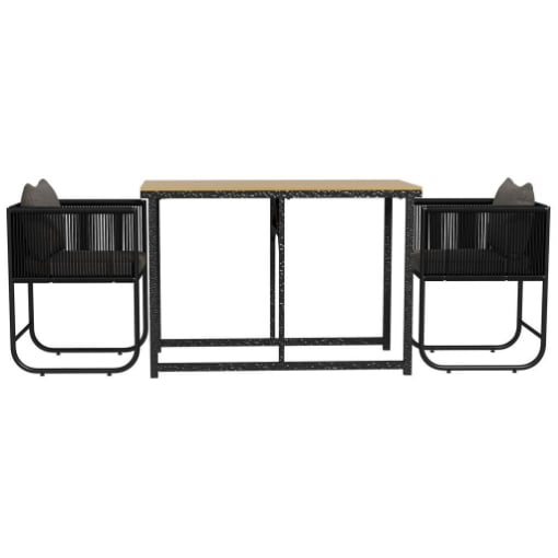 SET DA GIARDINO 3 PEZZI IN RATTAN CON 2 SEDIE 50X51.5X67 CM E TAVOLO 110X60X75 CM IN LEGNO COMPOSITO