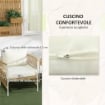 SET DA GIARDINO STILE BOHO IN RATTAN CON 2 SEDIE CON CUSCINI E TAVOLINO ROTONDO, GIALLO