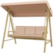 DONDOLO 3 POSTI CON TETTUCCIO INCLINABILE E CUSCINI, IN ACCIAIO E TEXTILENE, 200X125X175 CM, BEIGE E MARRONE