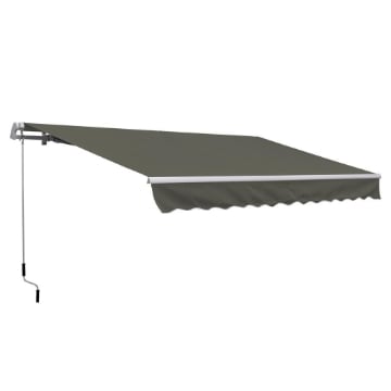 TENDA DA SOLE PER ESTERNO AVVOLGIBILE A BRACCI CON APERTURA A MANOVELLA, 350X250 CM, GRIGIO