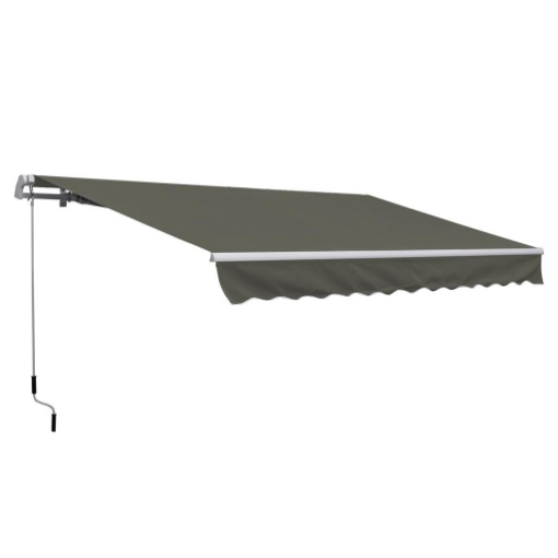TENDA DA SOLE PER ESTERNO AVVOLGIBILE A BRACCI CON APERTURA A MANOVELLA, 350X250 CM, GRIGIO
