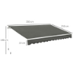TENDA DA SOLE PER ESTERNO AVVOLGIBILE A BRACCI CON APERTURA A MANOVELLA, 350X250 CM, GRIGIO