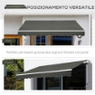 TENDA DA SOLE PER ESTERNO AVVOLGIBILE A BRACCI CON APERTURA A MANOVELLA, 350X250 CM, GRIGIO