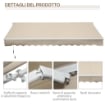 TENDA DA SOLE PER ESTERNO AVVOLGIBILE A BRACCI CON APERTURA A MANOVELLA, 350X250 CM, CREMA
