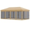 GAZEBO DA GIARDINO 6X3M PIEGHEVOLE CON ZANZARIERA, ALTEZZA REGOLABILE E BORSA DI TRASPORTO, BEIGE