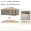 GAZEBO DA GIARDINO 6X3M PIEGHEVOLE CON ZANZARIERA, ALTEZZA REGOLABILE E BORSA DI TRASPORTO, BEIGE