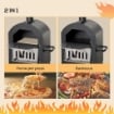 FORNO PER PIZZA E BARBECUE A CARBONE PORTATILE IN ACCIAIO CON CAMINO E RUOTE, 63X54X161 CM, NERO