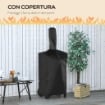 FORNO PER PIZZA E BARBECUE A CARBONE PORTATILE IN ACCIAIO CON CAMINO E RUOTE, 63X54X161 CM, NERO