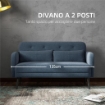 DIVANO 2 POSTI CON RIVESTIMENTO IN TESSUTO E 2 CUSCINI, 135X74X82CM BLU SCURO