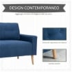 DIVANO 2 POSTI MODERNO E TRAPUNTATO IN STILE NORDICO, IN POLIESTERE E LEGNO, 145X76X88 CM, BLU