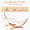 AMACA CON SUPPORTO IN LEGNO DI PINO E COTONE PER GIARDINO, 392X120X102CM, BIANCA, PESO 150KG