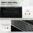 BARBECUE A CARBONE CON COPERCHIO CON TERMOMETRO, GRIGLIA REGOLABILE, RUOTE E TAVOLINI, NERO