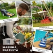 CASETTA DA GIARDINO CON PORTE SCORREVOLI E TETTO INCLINATO, IN ACCIAIO E PP, 340X386X200 CM, GRIGIO