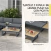 SET DA GIARDINO 4 PEZZI IN ALLUMINIO CON 2 DIVANETTI, POLTRONA ANGOLARE E TAVOLINO DA CAFFÈ, GRIGIO E TEAK