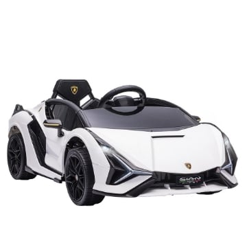 MACCHINA ELETTRICA PER BAMBINI 3-5 ANNI LAMBORGHINI 12V CON TELECOMANDO E VELOCITÀ 3-5KM/H, BIANCO