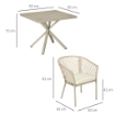 SET DA GIARDINO CON 4 POLTRONCINE CON CUSCINI E TAVOLO IN ACCIAIO E RATTAN PE, KHAKI