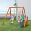 SET CON SCIVOLO, ALTALENA DA GIARDINO E SCALETTA A CORDA IN LEGNO PER BAMBINI ETÀ 3-8 ANNI