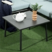 SET DA GIARDINO 4 PEZZI IN RATTAN CON TAVOLINO DA CAFFÈ, 2 DIVANI AD ANGOLO E POLTRONCINA, NERO GRIGIO E BLU