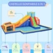 CASTELLO GONFIABILE PER BAMBINI 3-8 ANNI CON SCIVOLO, PARETE, PORTA E CANESTRO, IN TESSUTO OXFORD, 590X460X220 CM