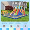 CASTELLO GONFIABILE PER BAMBINI 3-8 ANNI CON SCIVOLO, PARETE, PORTA E CANESTRO, IN TESSUTO OXFORD, 590X460X220 CM