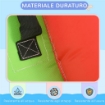 CASTELLO GONFIABILE PER BAMBINI 3-8 ANNI CON SCIVOLO, PARETE, PORTA E CANESTRO, IN TESSUTO OXFORD, 590X460X220 CM