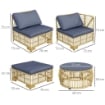 SET SALOTTO IN RATTAN DA GIARDINO CON DIVANO MODULABILE, CUSCINI E TAVOLINO DA CAFFÈ, GRIGIO