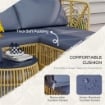 SET SALOTTO IN RATTAN DA GIARDINO CON DIVANO MODULABILE, CUSCINI E TAVOLINO DA CAFFÈ, GRIGIO
