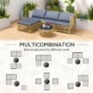 SET SALOTTO IN RATTAN DA GIARDINO CON DIVANO MODULABILE, CUSCINI E TAVOLINO DA CAFFÈ, GRIGIO