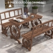 SET DA GIARDINO 3 PEZZI IN LEGNO DI PINO CON 1 TAVOLO DA ESTERNO 115X55X71 CM E 2 PANCHINE 115X51X80 CM