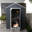 CASETTA DA GIARDINO PORTA ATTREZZI IN ACCIAIO ZINCATO E PP CON FINESTRA, 259X172X222 CM, GRIGIA E BIANCA
