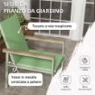 SET DA GIARDINO CON TAVOLO QUADRATO E 4 SEDIE CON BRACCIOLI IN TESSUTO A RETE E ACCIAIO, VERDE