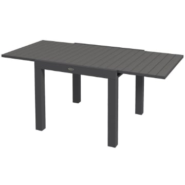 TAVOLO DA GIARDINO ALLUNGABILE PER 4-6 PERSONE CON PIANO A DOGHE, IN ALLUMINIO, 81/162X80X75 CM, GRIGIO