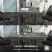 TAVOLO DA GIARDINO ALLUNGABILE PER 4-6 PERSONE CON PIANO A DOGHE, IN ALLUMINIO, 81/162X80X75 CM, GRIGIO