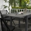 TAVOLO DA GIARDINO ALLUNGABILE PER 4-6 PERSONE CON PIANO A DOGHE, IN ALLUMINIO, 81/162X80X75 CM, GRIGIO