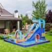 CASTELLO GONFIABILE PER BAMBINI 3-8 ANNI CON GONFIATORE, SCIVOLO, PISCINA E PARETE DA ARRAMPICATA