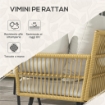 SET DA GIARDINO 4 PEZZI IN RATTAN PE CON TAVOLINO DA ESTERNI 90X45X42 CM E 2 DIVANETTI PER ESTERNI 6EX63X74 CM, BIANCO CREMA