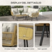 SET DA GIARDINO 4 PEZZI IN RATTAN PE CON TAVOLINO DA ESTERNI 90X45X42 CM E 2 DIVANETTI PER ESTERNI 6EX63X74 CM, BIANCO CREMA