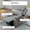 POLTRONA RELAX ELETTRICA E ALZAPERSONA RECLINABILE FINO 160° CON TELECOMANDO, IN SIMILPELLE - GRIGIO