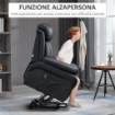 POLTRONA RECLINABILE ALZAPERSONA ELETTRICA CON IMBOTTITURA SPESSA E TELECOMANDO, 96X93X105 CM, NERO